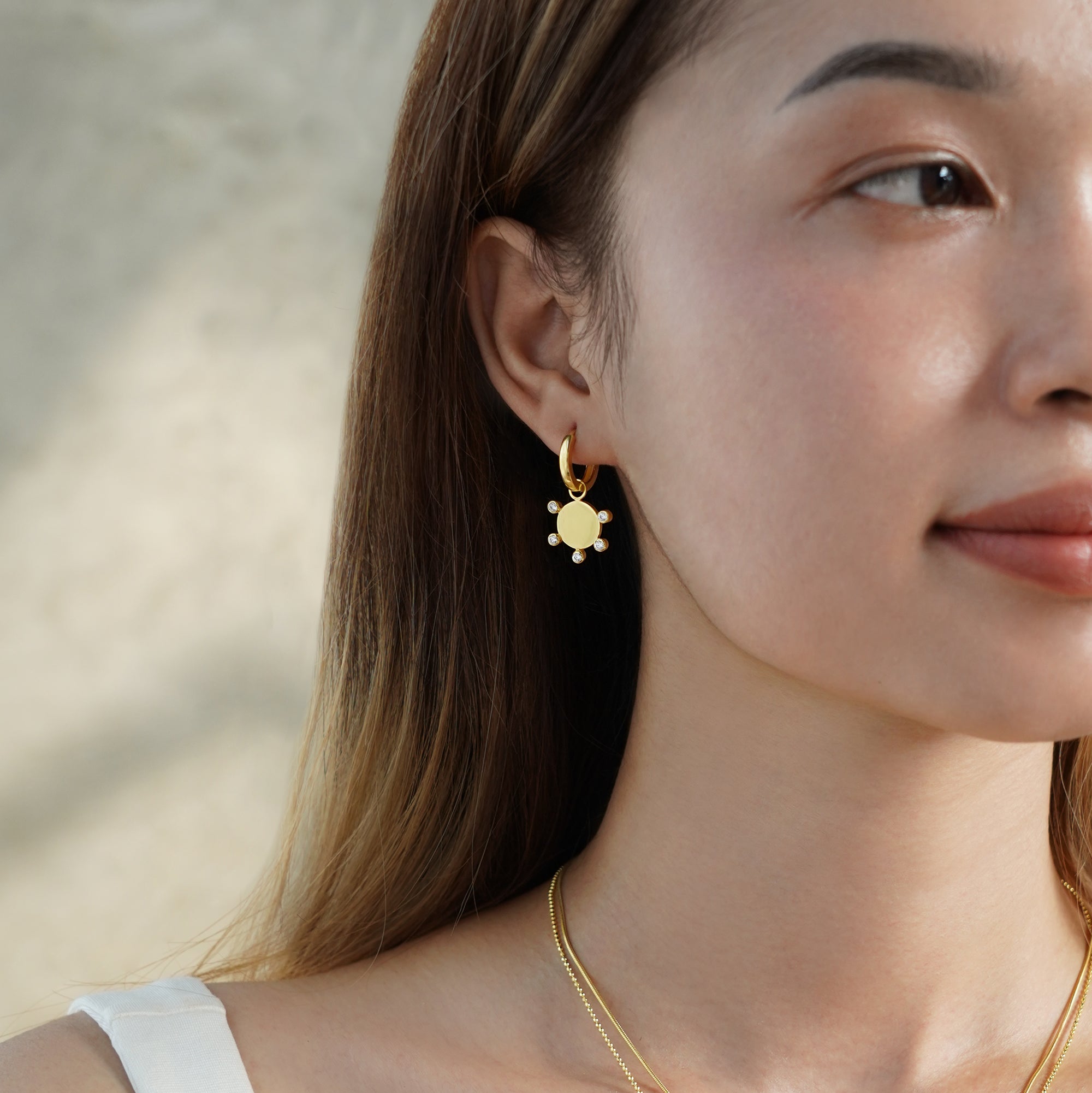 Ibu Huggies Earrings With Round Cz | BITS OF BALI JEWELRY