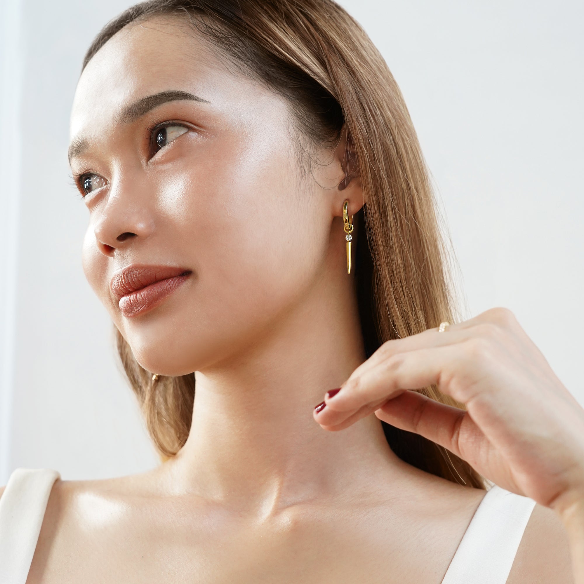 Ibu Huggies Earrings With Needle Cz | BITS OF BALI JEWELRY