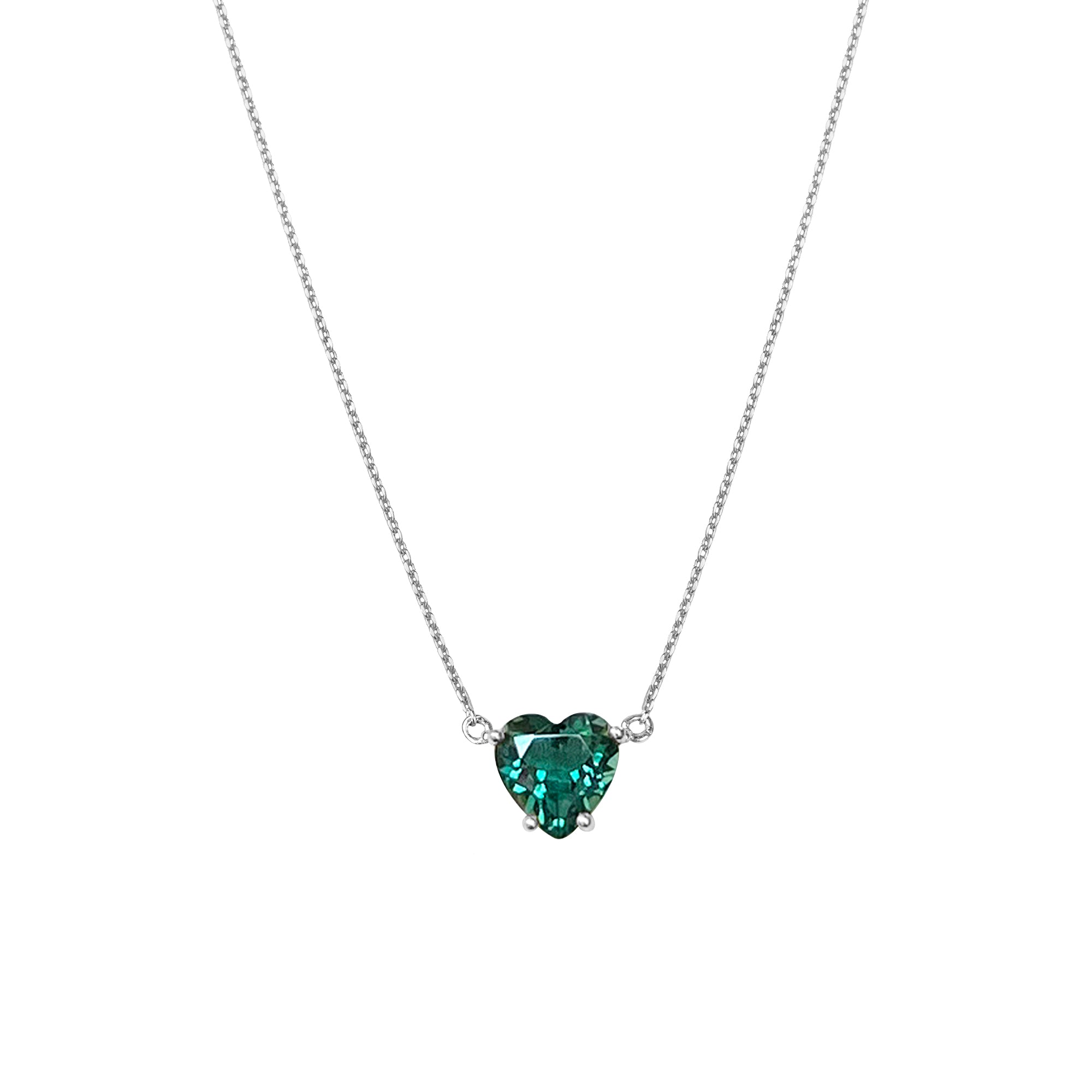 Ibu Heart Green Quartz Necklace - Sterling Silver