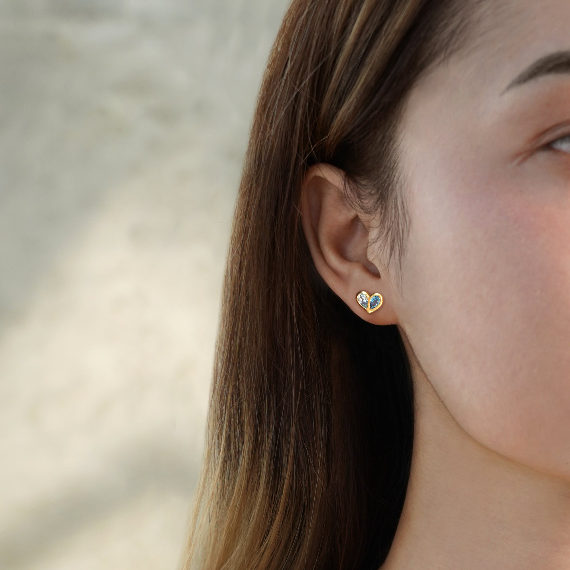 Ibu Two Pears Into Heart Earrings - Blue Topaz | BITS OF BALI JEWELRY