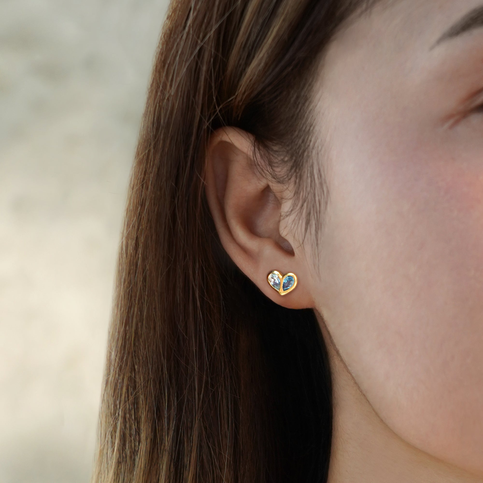 Ibu Two Pears Into Heart Earrings - Blue Topaz | BITS OF BALI JEWELRY