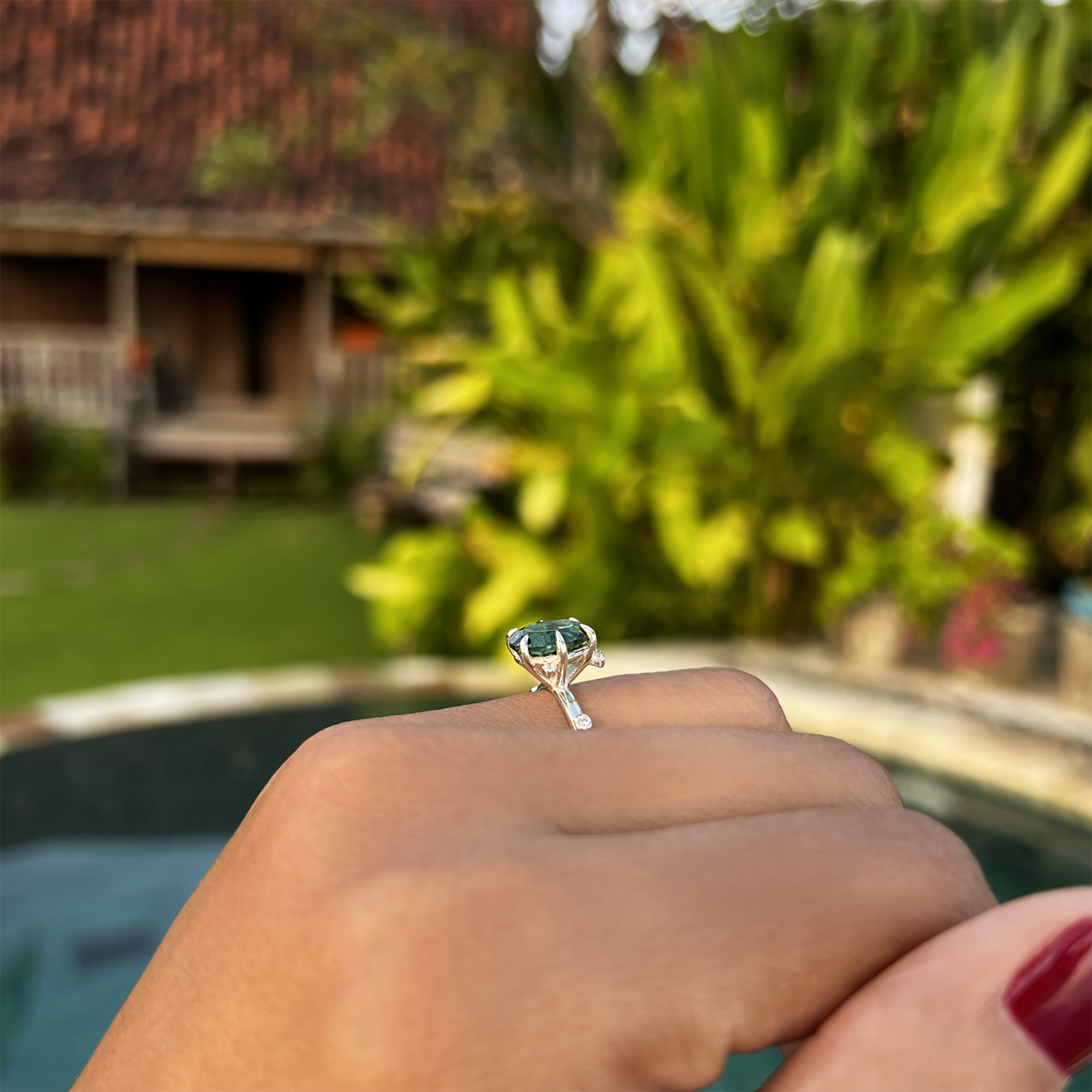 Ibu Flower Green Quartz Ring | BITS OF BALI JEWELRY
