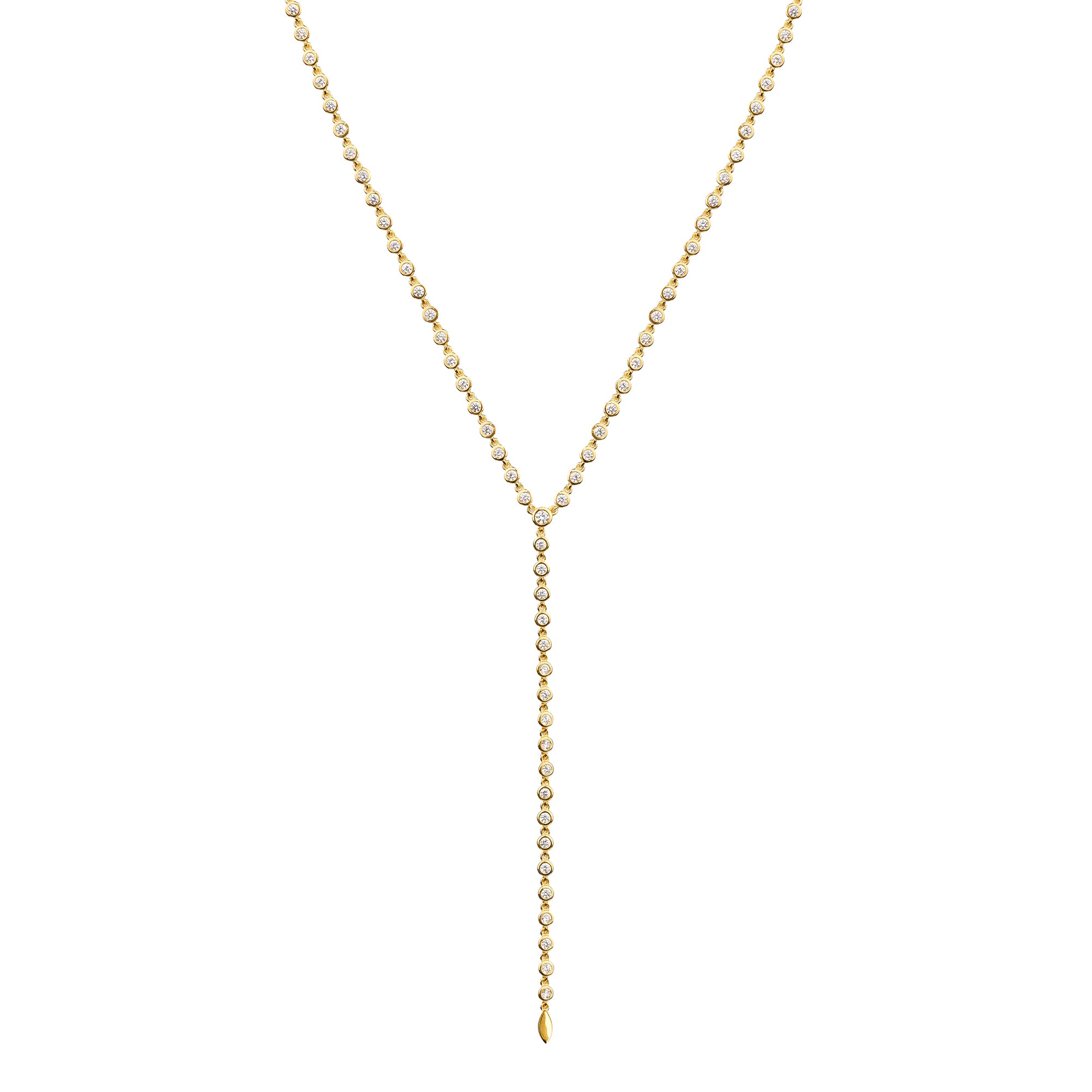 Ibu Bezel CZ Lariat Necklace - Gold Vermeil