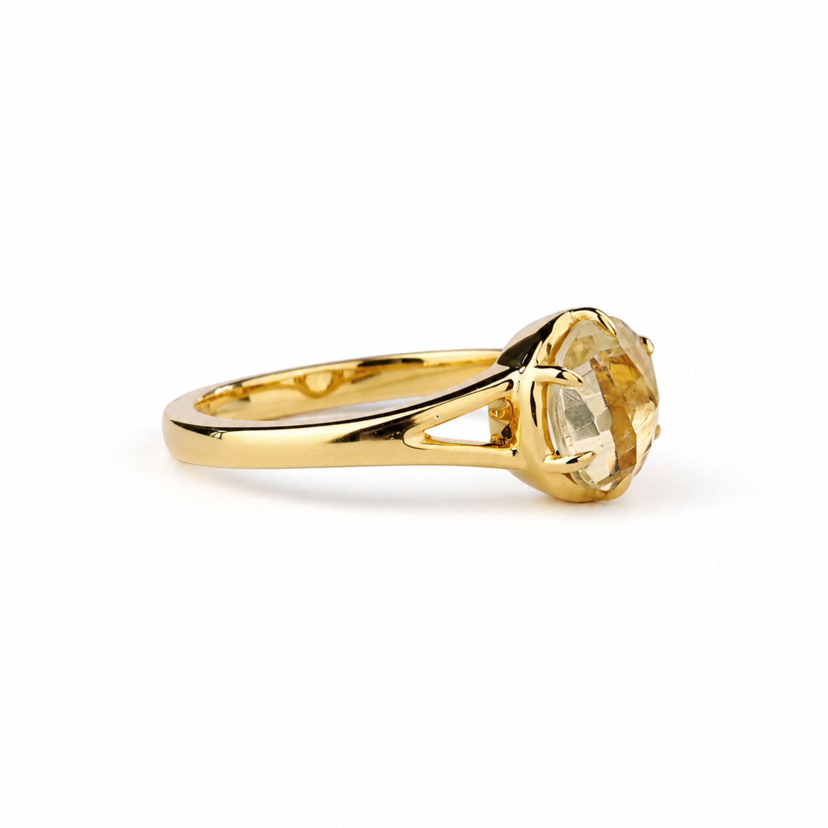Lemon Quartz Double Shank Ring - Gold Vermeil