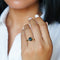 DOUBLE SHANK LONDON BLUE TOPAZ RING - SOLID 18K YELLOW GOLD