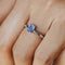 LONG CUSHION CUT BLUE SAPPHIRE RING - SOLID 14K WHITE GOLD