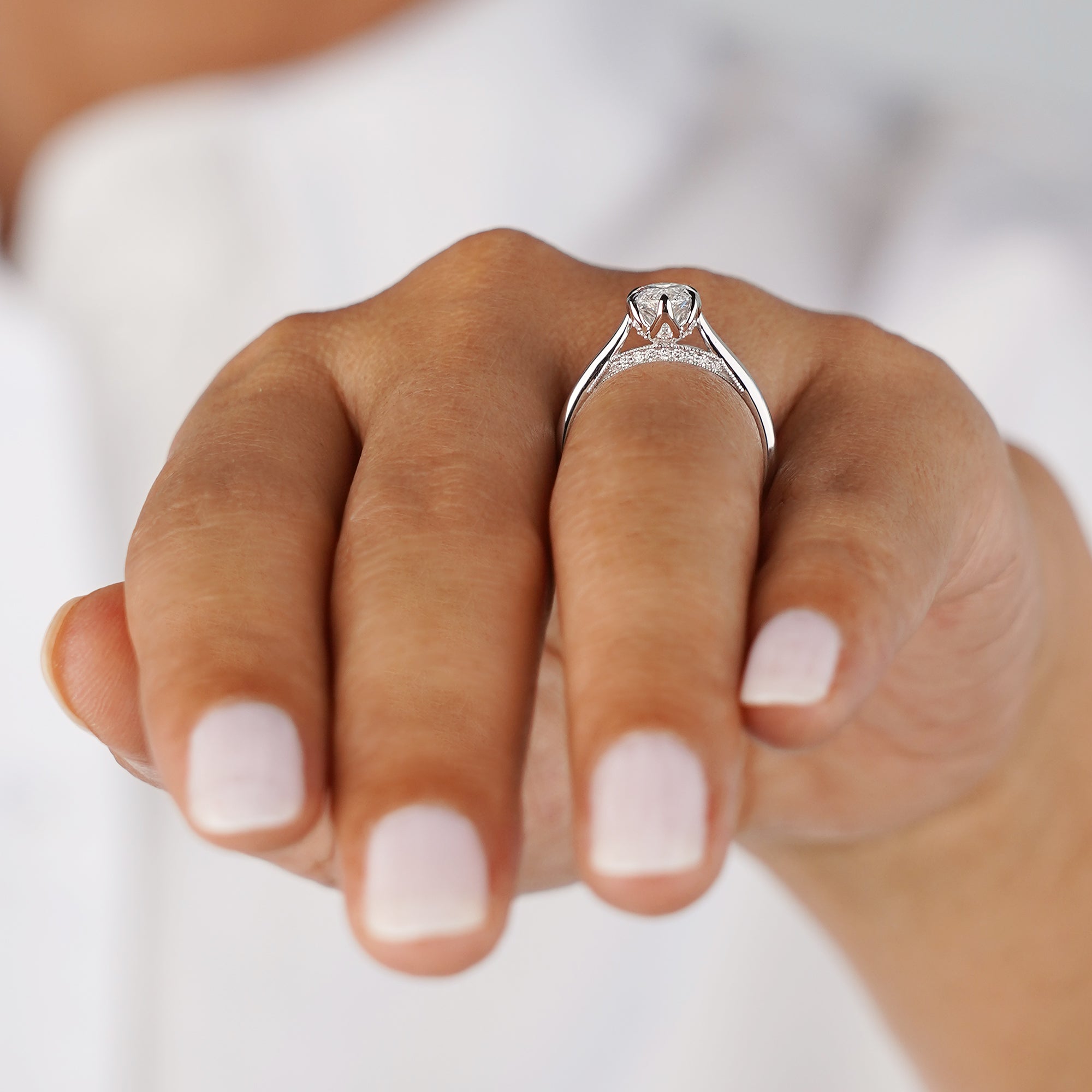 1.90 Carat Marquise With Cathedral Setting Diamond Ring - Solid 14K White Gold