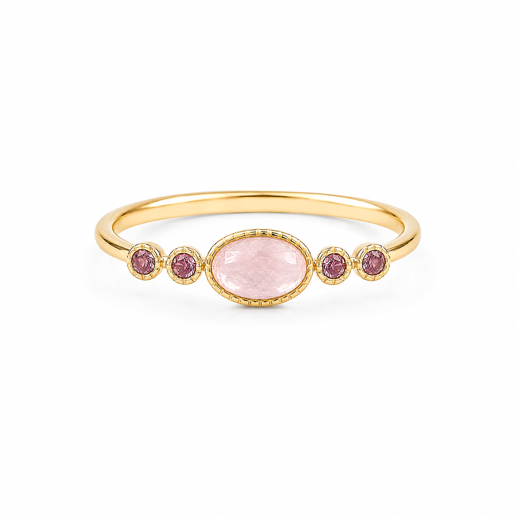 Peach Morganite & Pink Tourmaline Ring - Gold Vermeil