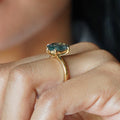 OVAL MOSS AGATE RING - SOLID 18K YELLOW GOLD