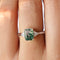 MOSS AGATE & NATURAL WHITE ZIRCON RING - SOLID 14K WHITE GOLD