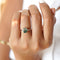 MOSS AGATE & NATURAL WHITE ZIRCON RING - SOLID 14K WHITE GOLD