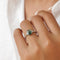 MOSS AGATE & NATURAL WHITE ZIRCON RING - SOLID 14K WHITE GOLD