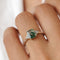 MOSS AGATE & NATURAL WHITE ZIRCON RING - SOLID 14K WHITE GOLD