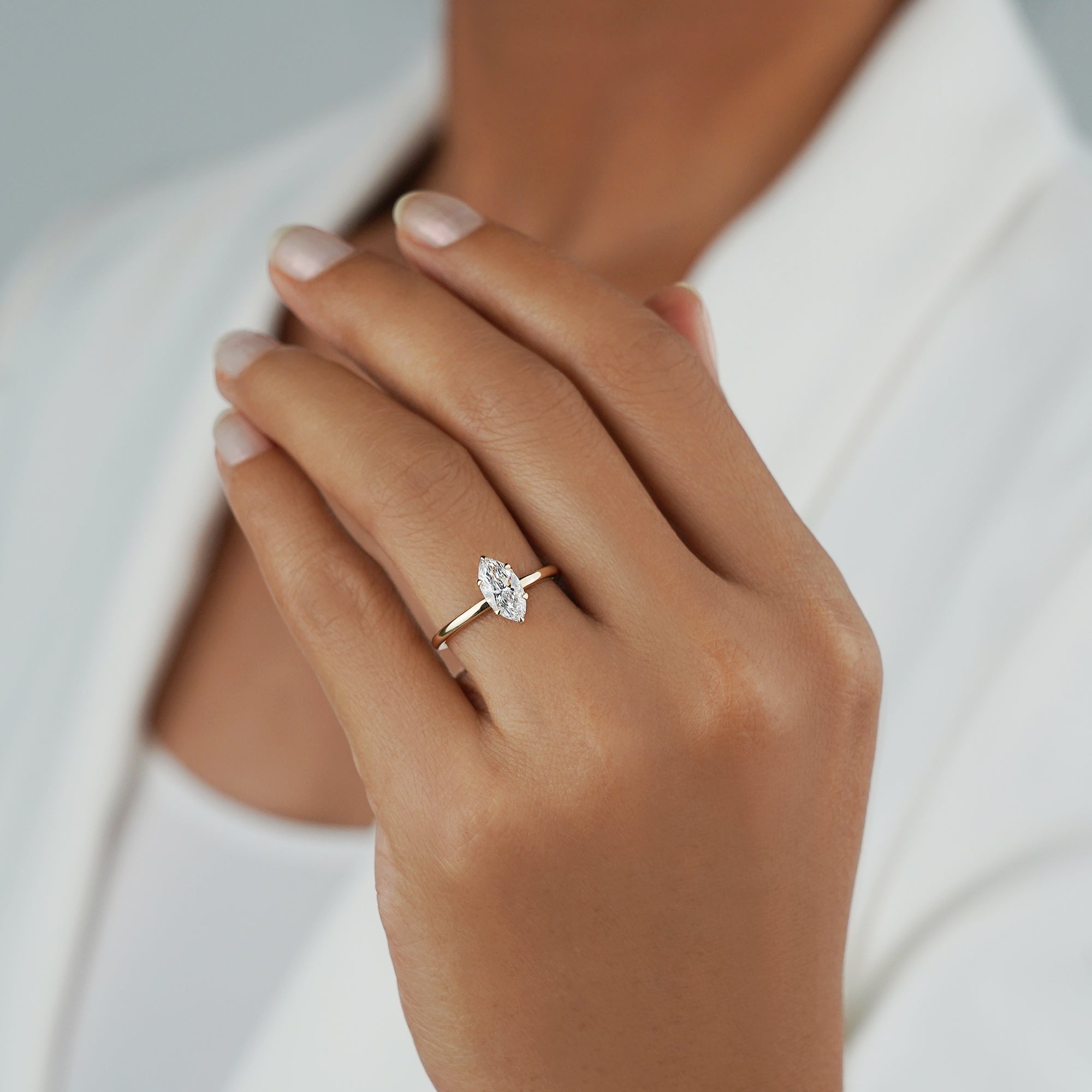 1.14 Carat Marquise Diamond Ring - Solid 14K Yellow Gold