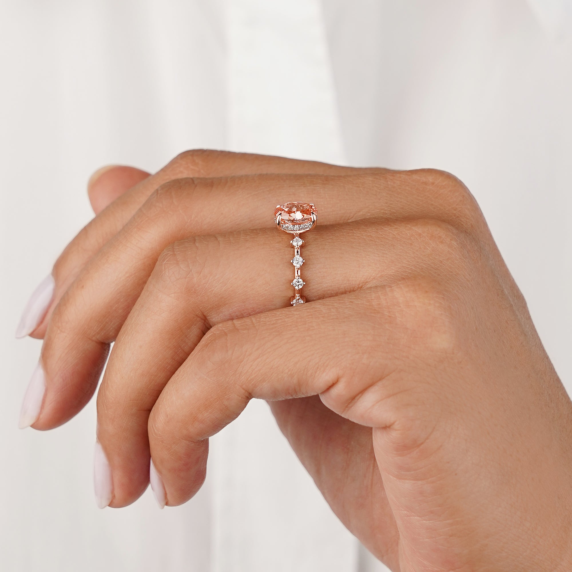 1.56 Carat Pink Lab-grown Distance Diamonds - Solid 14K Rose Gold