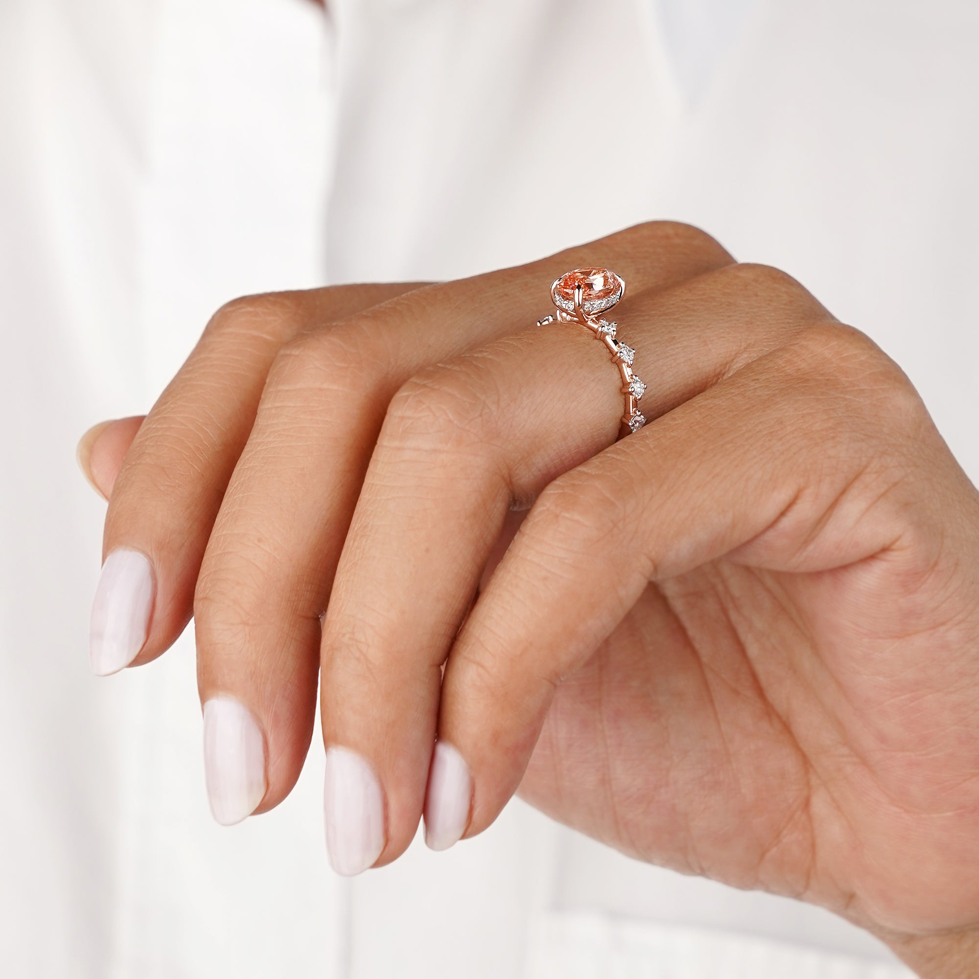 1.56 Carat Pink Lab-grown Distance Diamonds - Solid 14K Rose Gold