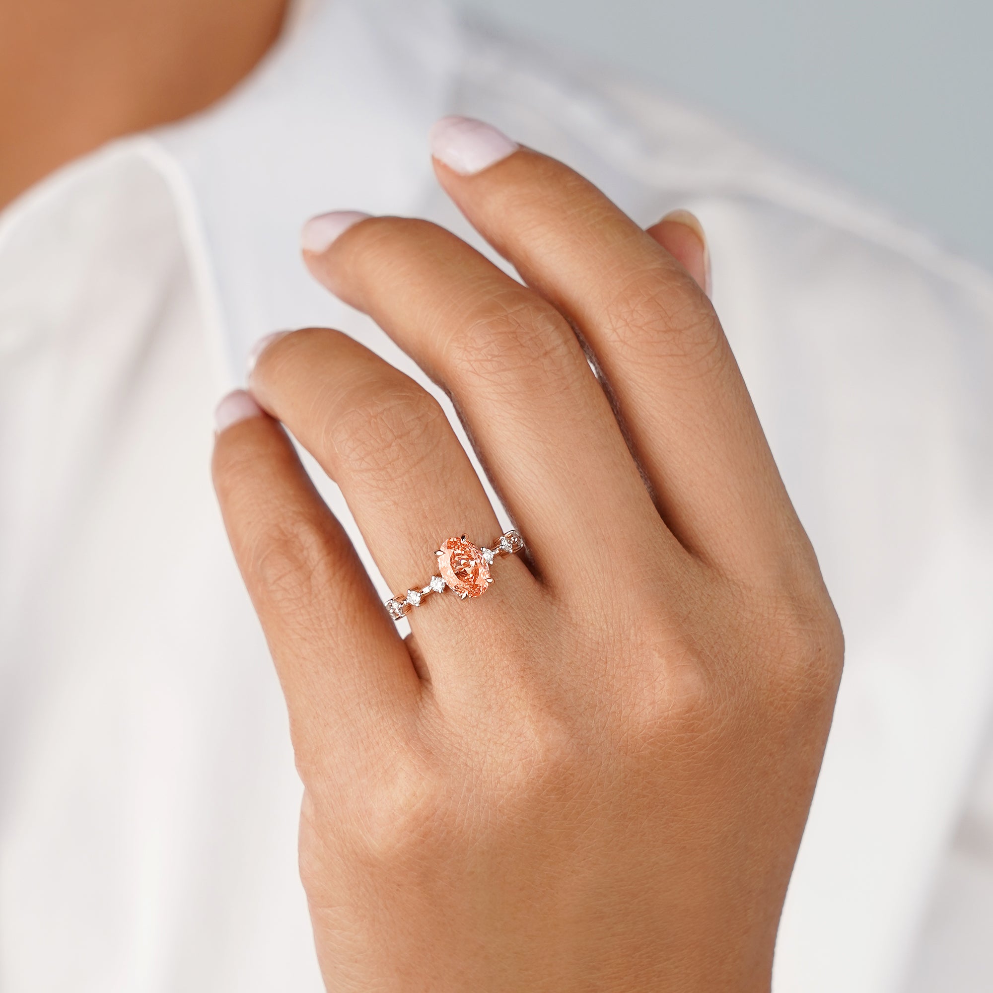 1.56 Carat Pink Lab-grown Distance Diamonds - Solid 14K Rose Gold