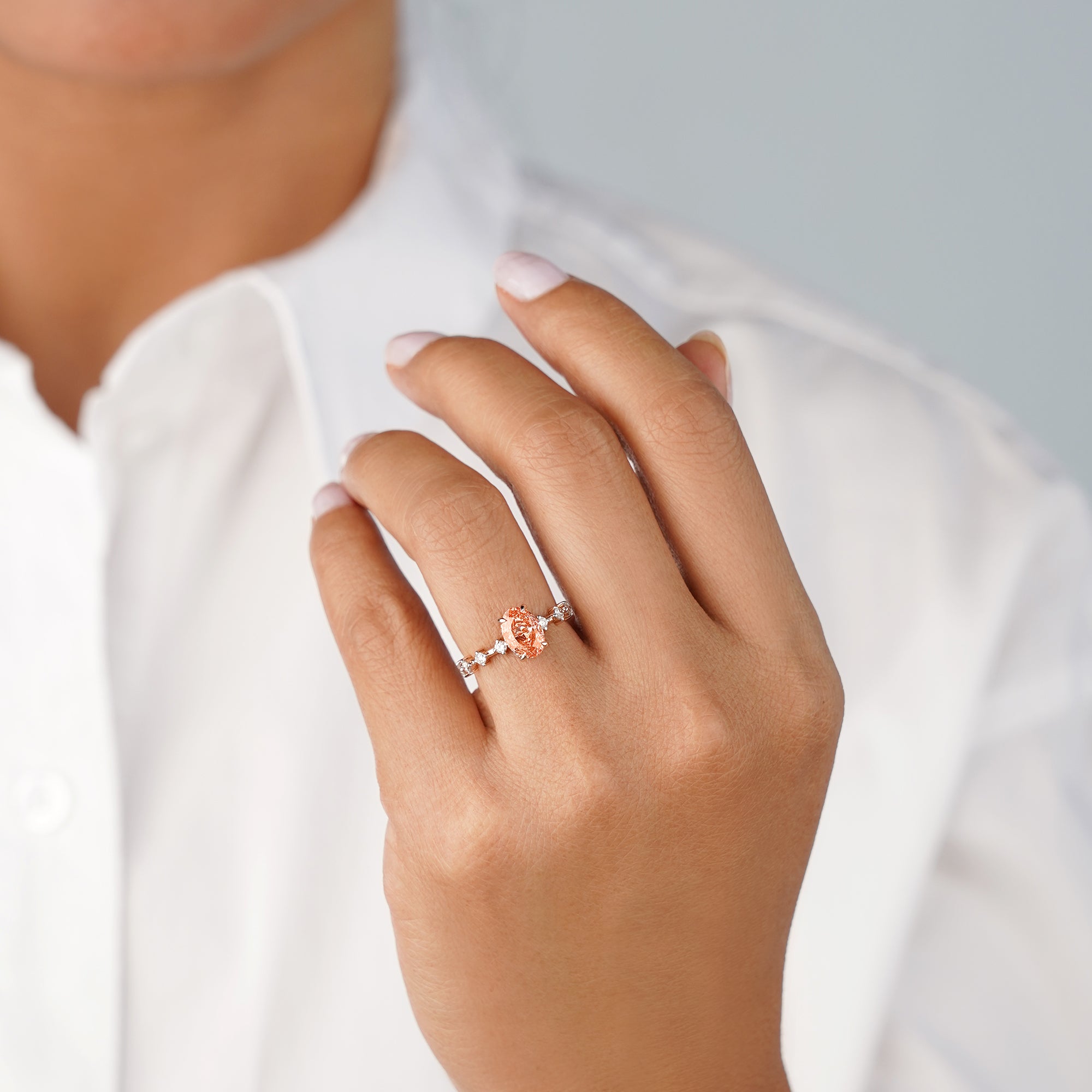 1.56 Carat Pink Lab-grown Distance Diamonds - Solid 14K Rose Gold