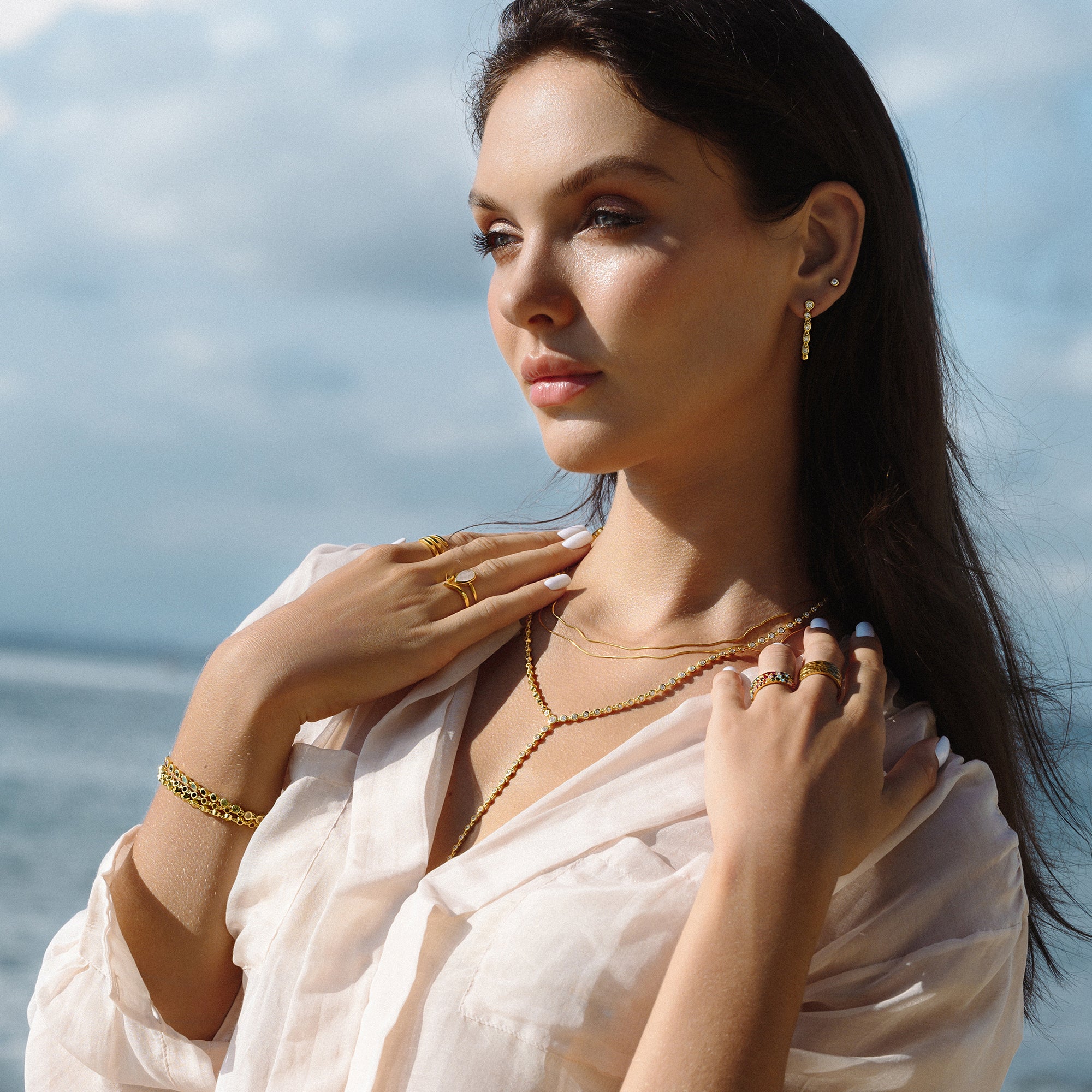 Ibu Bezel Genuine Birthstones Bracelet - Gold Vermeil | BITS OF BALI JEWELRY