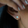 BLUE TOPAZ & DANGLING DIAMOND EARRINGS - SOLID 18K YELLOW GOLD