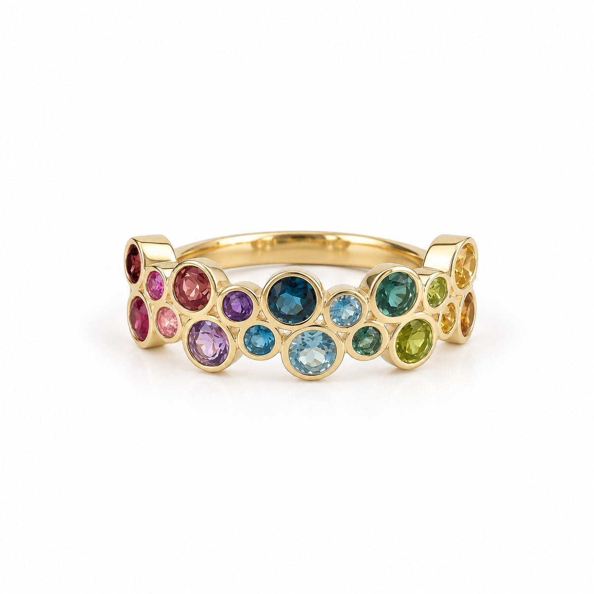 Rainbow Gemstone Bubble Ring - Gold Vermeil