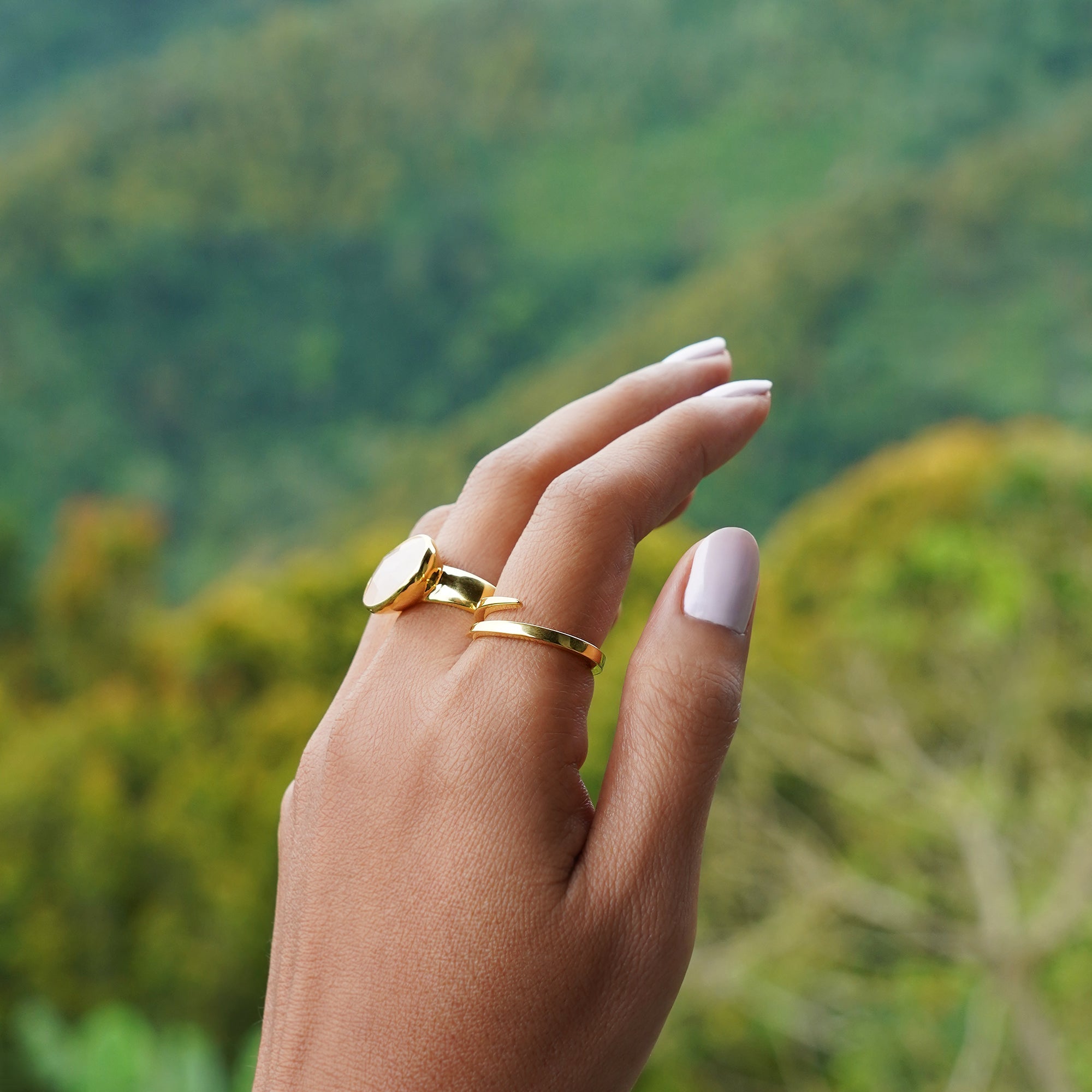 Vira Bold Ring - Large Oval Rose Quartz | BITS OF BALI JEWELRY