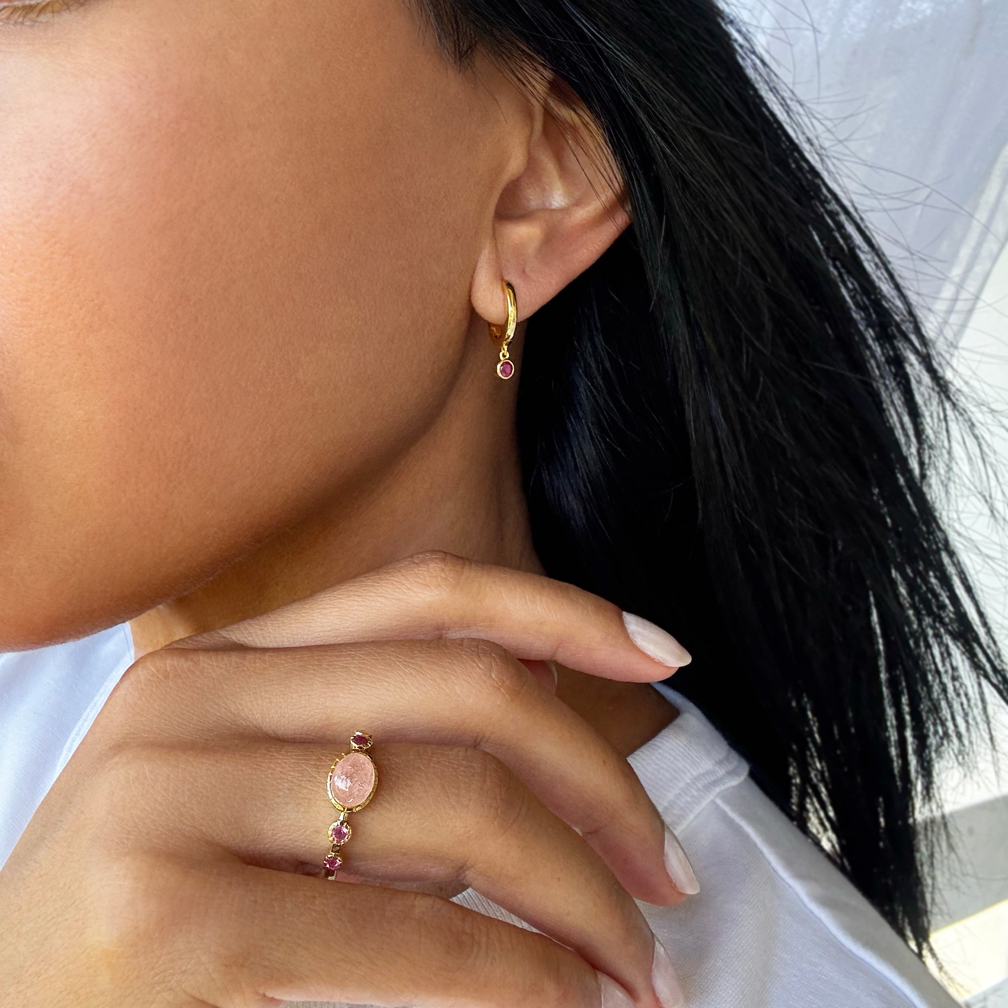 Peach Morganite & Pink Tourmaline Ring - Gold Vermeil