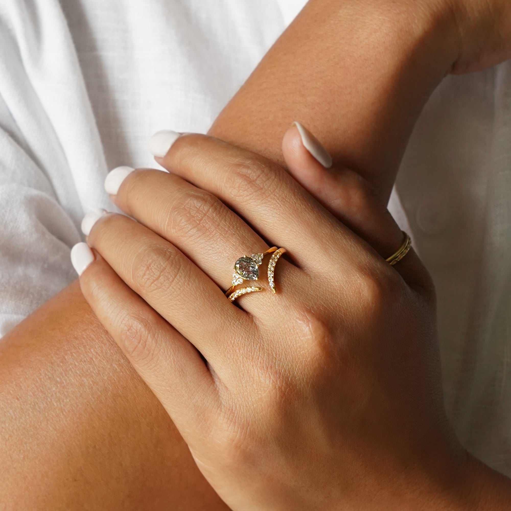 Ibu Rutilated Quartz Ring - Pear Shape | BITS OF BALI JEWELRY