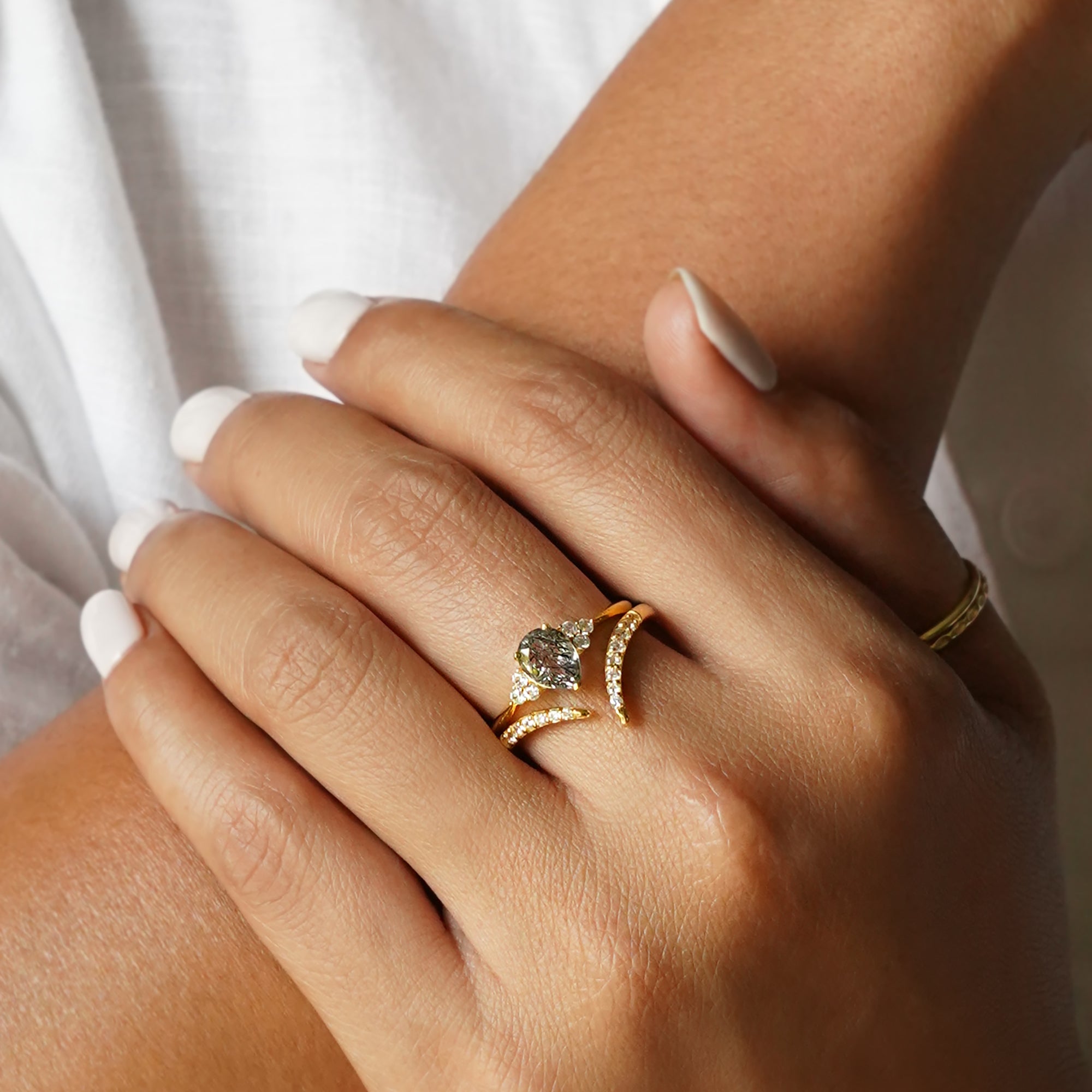 Ibu Rutilated Quartz Ring - Pear Shape | BITS OF BALI JEWELRY