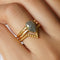 SALT & PEPPER DIAMOND DIAGONAL LARGE PEAR SHAPED RING - SOLID 18K YELLOW GOLD