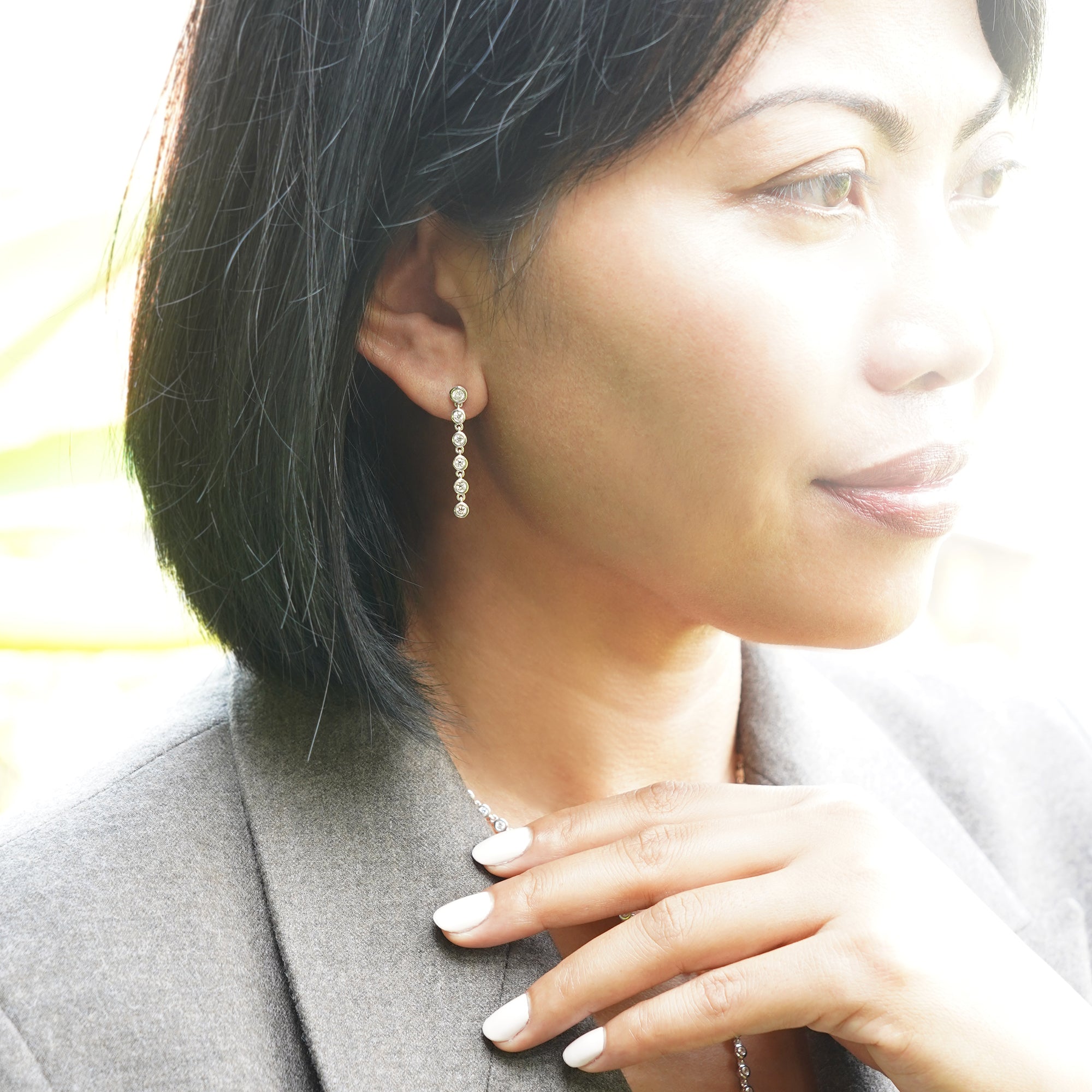 Ibu Shorter Bezel Cz Drop Earrings | BITS OF BALI JEWELRY