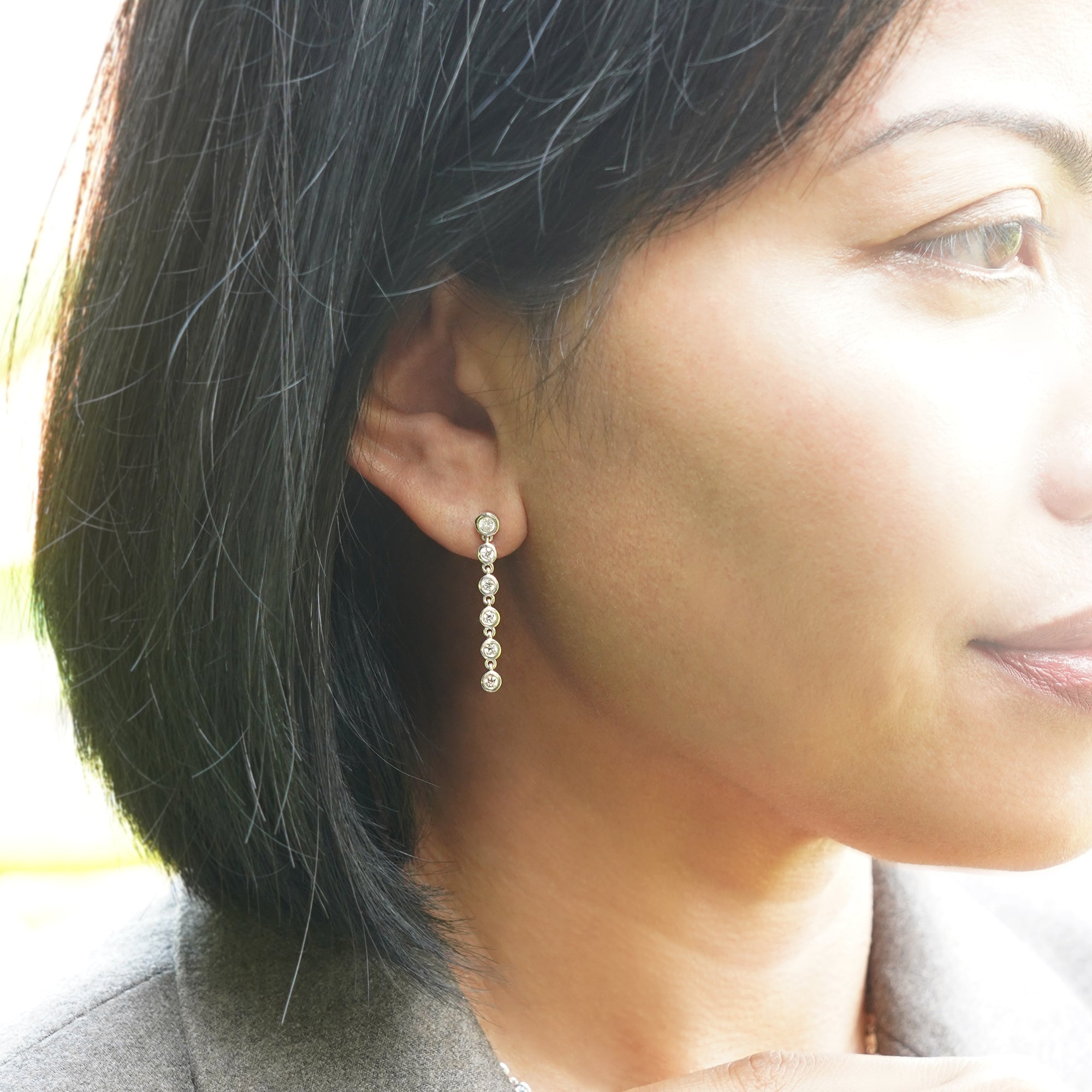 Ibu Shorter Bezel Cz Drop Earrings | BITS OF BALI JEWELRY