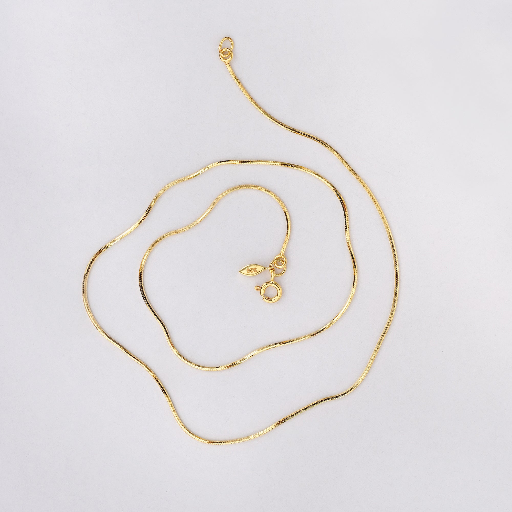 Single Shiny Snake Chain Necklace - Gold Vermeil