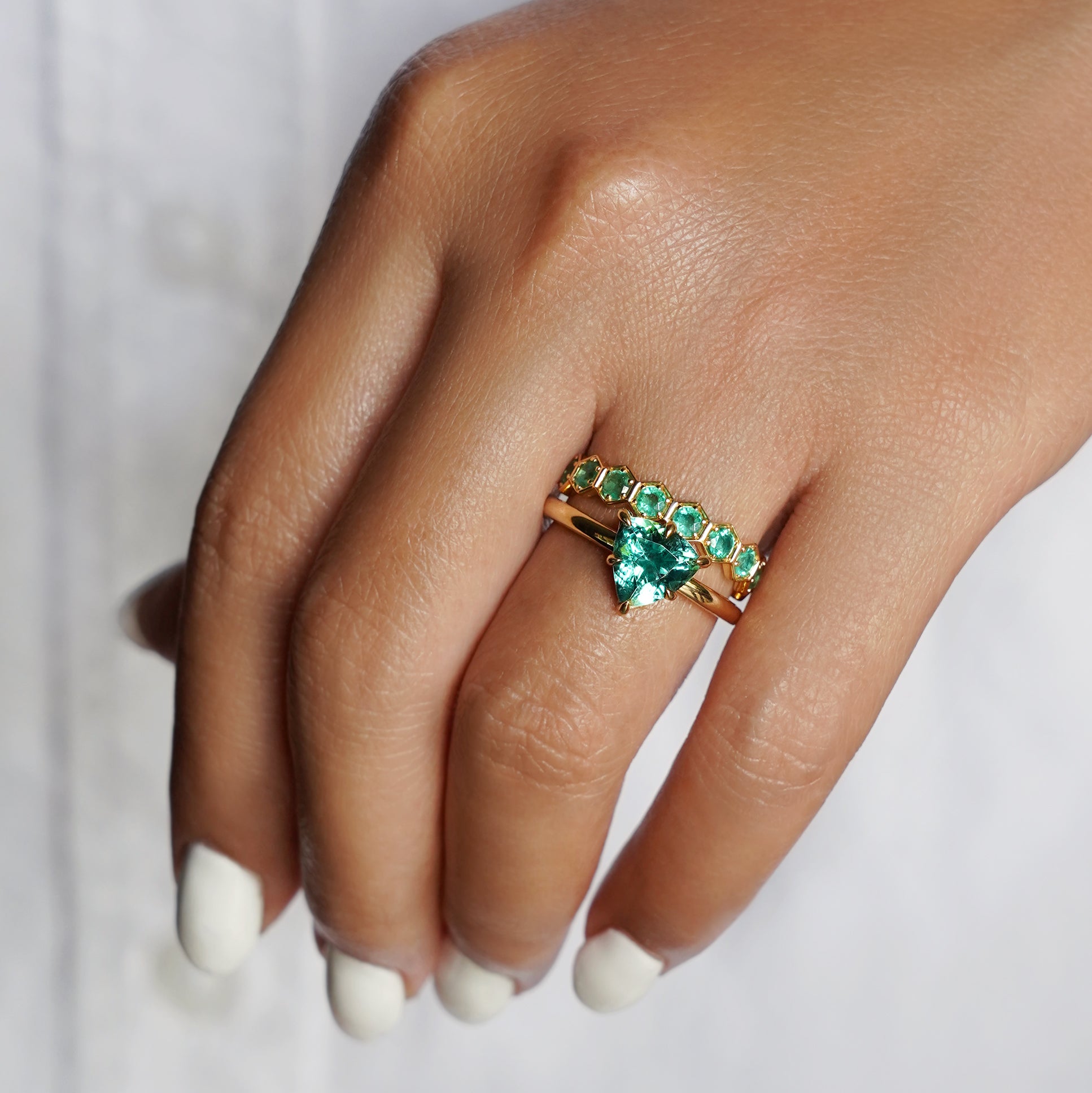 Green Quartz Ring - Solid 18K Yellow Gold | BITS OF BALI JEWELRY