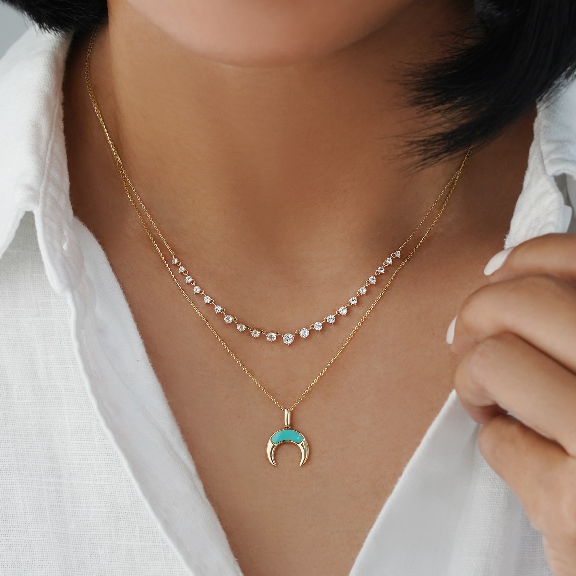 White Topaz Necklace - Solid 14K Yellow Gold | BITS OF BALI JEWELRY