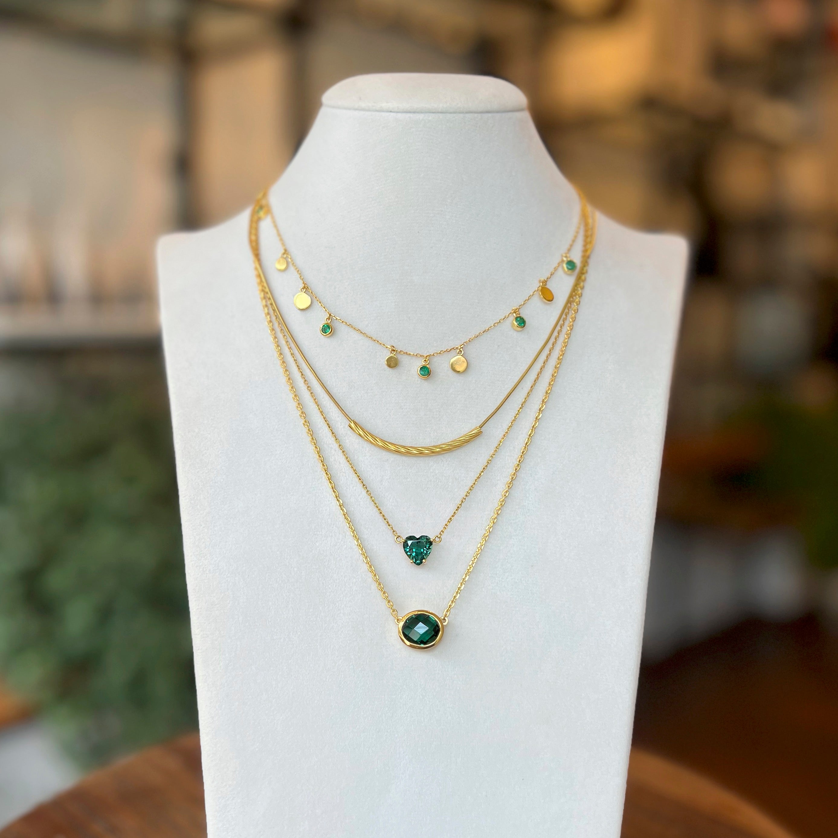 Ibu Zambian Emerald Disc Necklace | BITS OF BALI JEWELRY