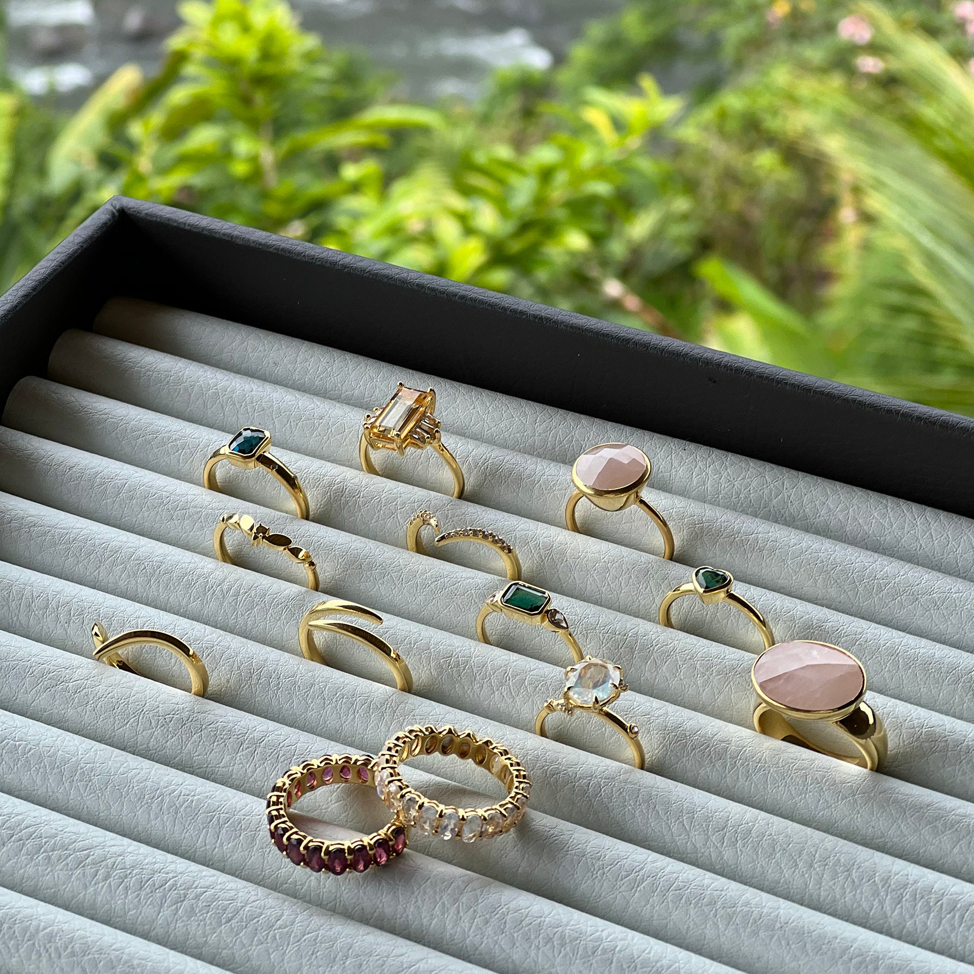Ibu Baguette Green Quartz Ring | BITS OF BALI JEWELRY