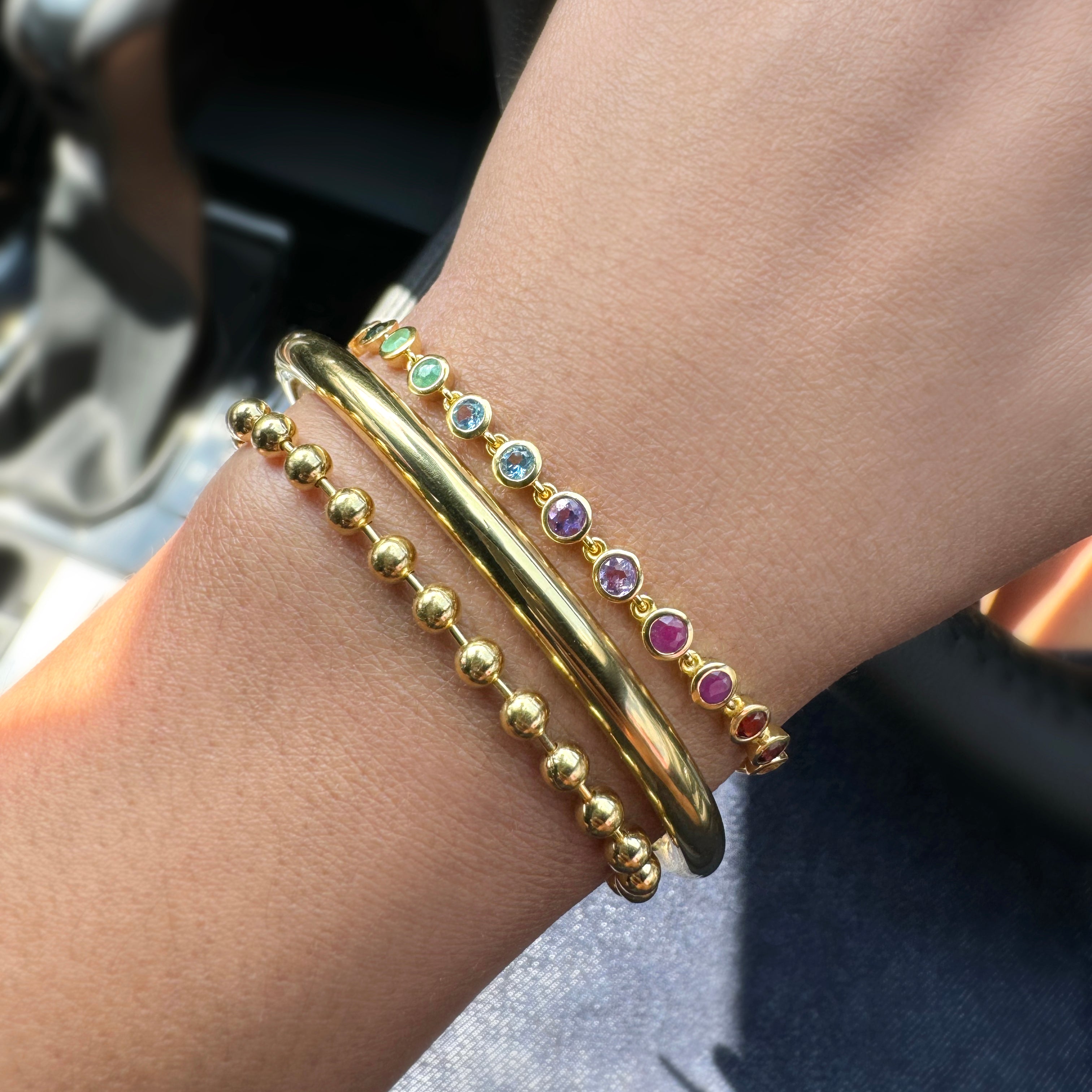 Ibu Bezel Genuine Birthstones Bracelet - Gold Vermeil | BITS OF BALI JEWELRY