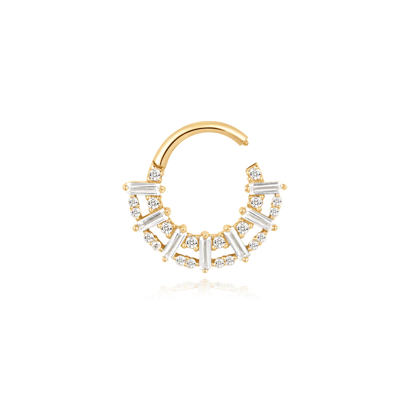 White Sapphire Luxe Clicker Earrings - Solid 14K Yellow Gold | BITS OF BALI JEWELRY