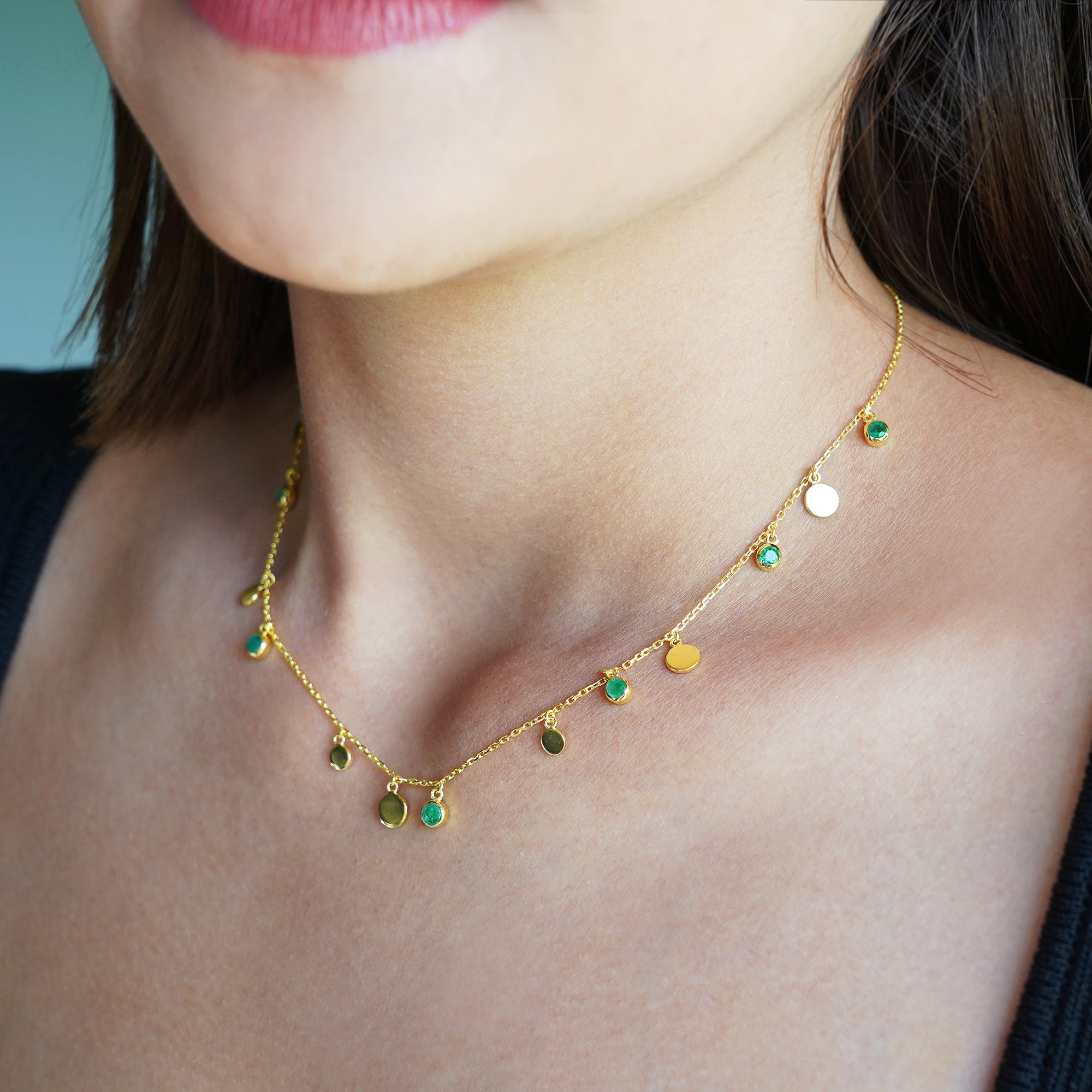 Ibu Zambian Emerald Disc Necklace | BITS OF BALI JEWELRY