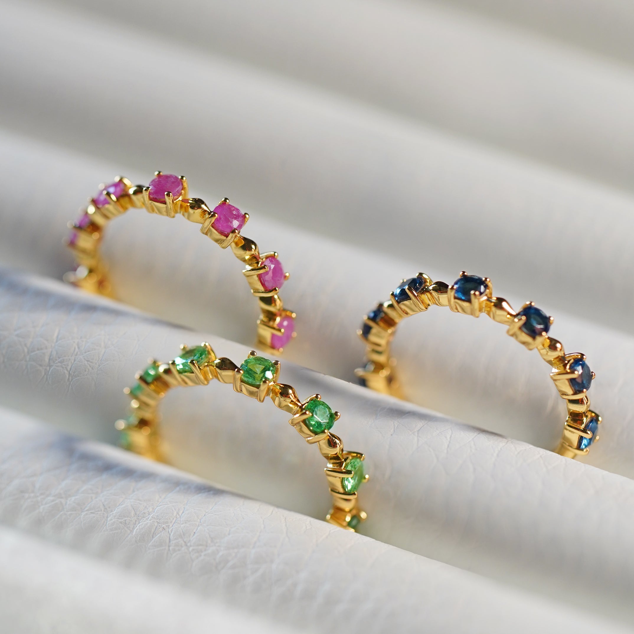 Tsavorite Distance Ring - Solid 18K Yellow Gold