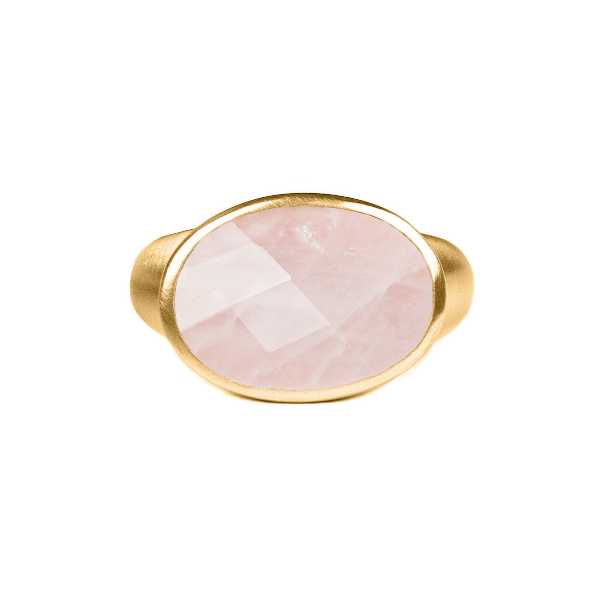Vira Bold Ring - Large Oval Rose Quartz | BITS OF BALI JEWELRY