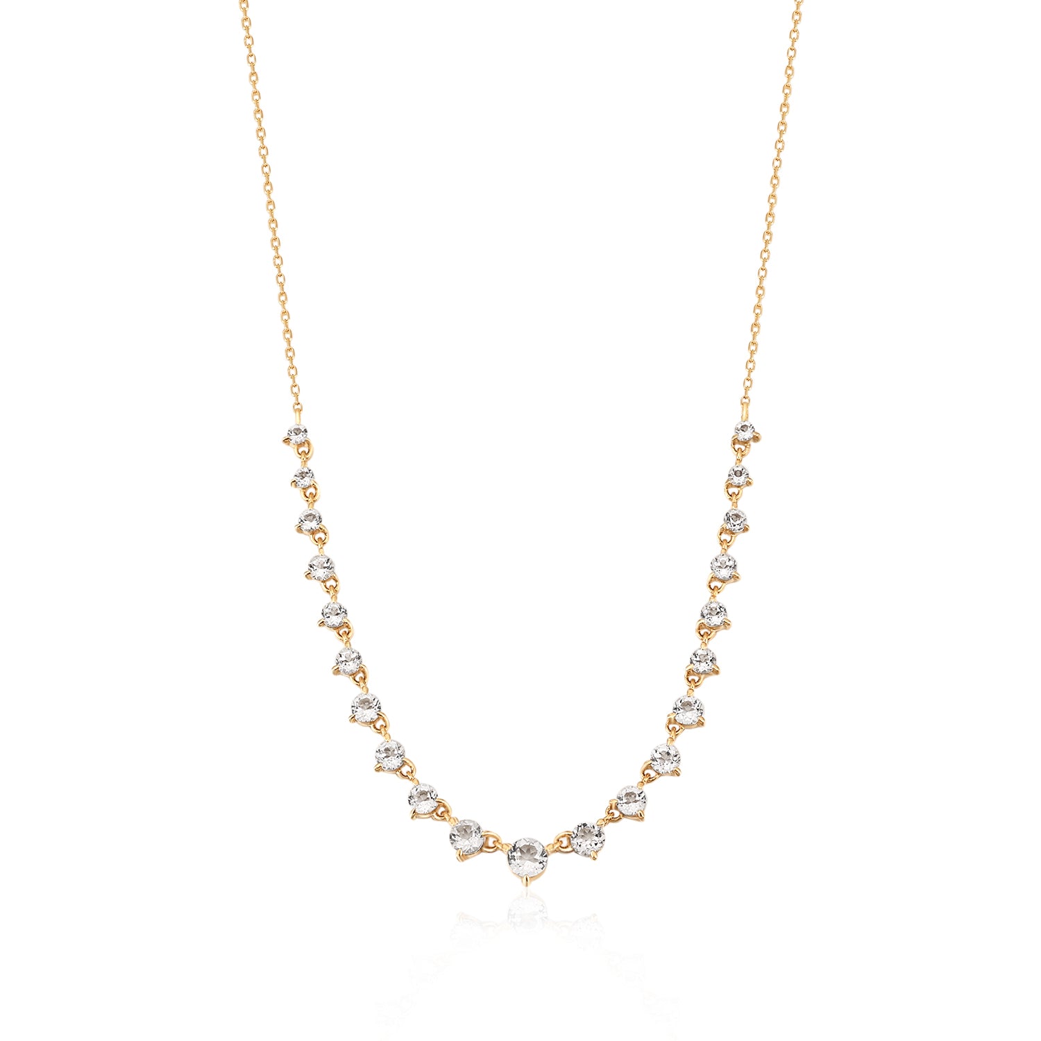 White Topaz Necklace - Solid 14K Yellow Gold