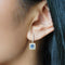 BLUE SAPPHIRE & DIAMOND EARRINGS 13 - SOLID 18K YELLOW GOLD