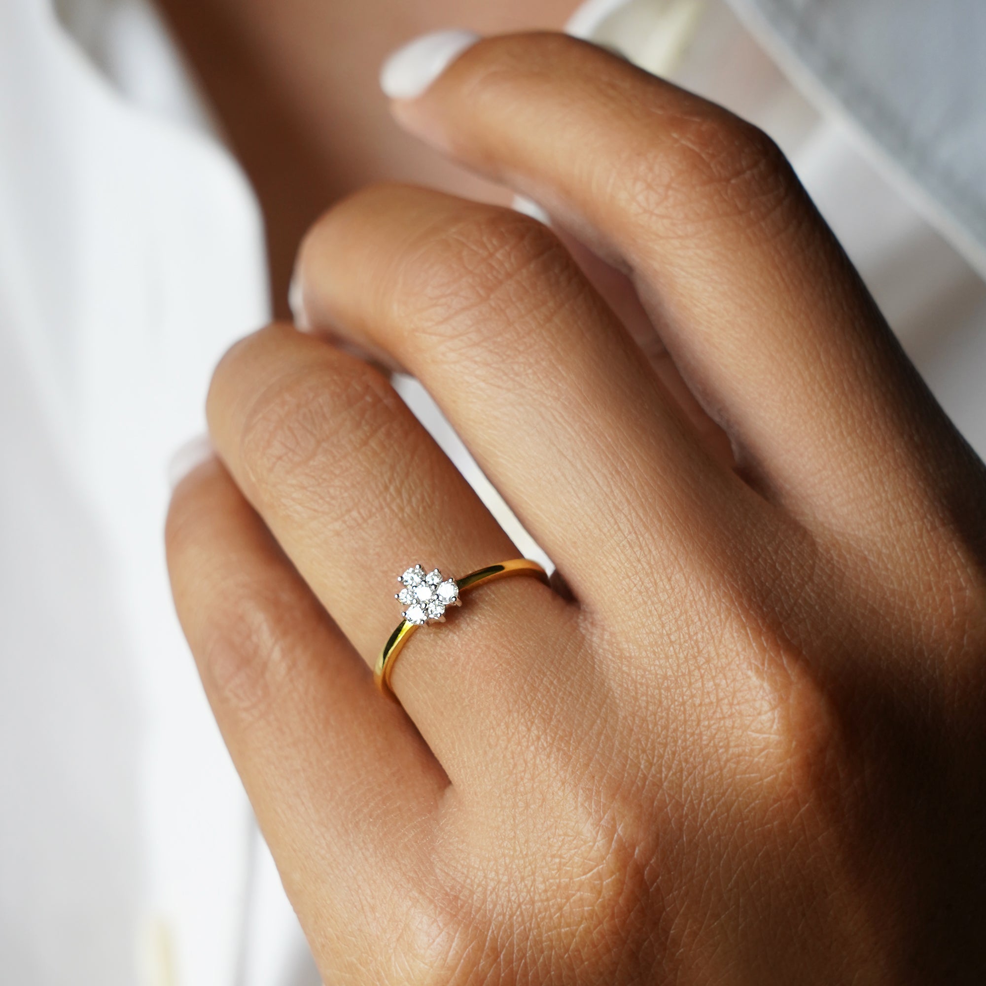 Single Diamond Ring 11 - Solid 18K Yellow Gold | BITS OF BALI JEWELRY