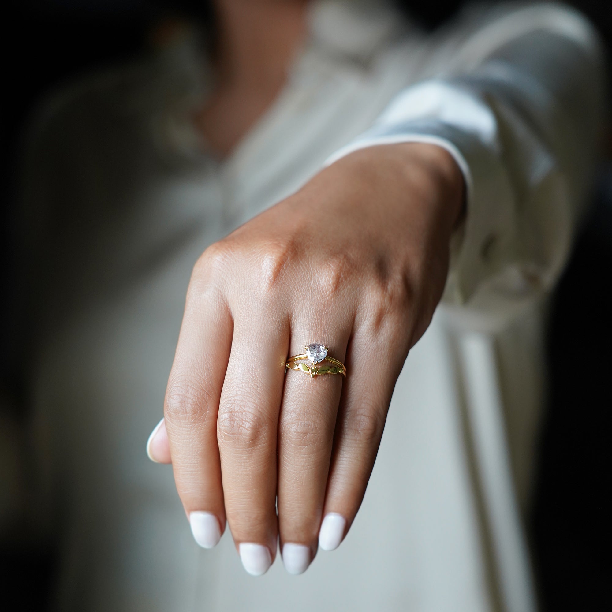 Salt & Pepper Diamond Ring - Solid 14K Yellow Gold | BITS OF BALI JEWELRY