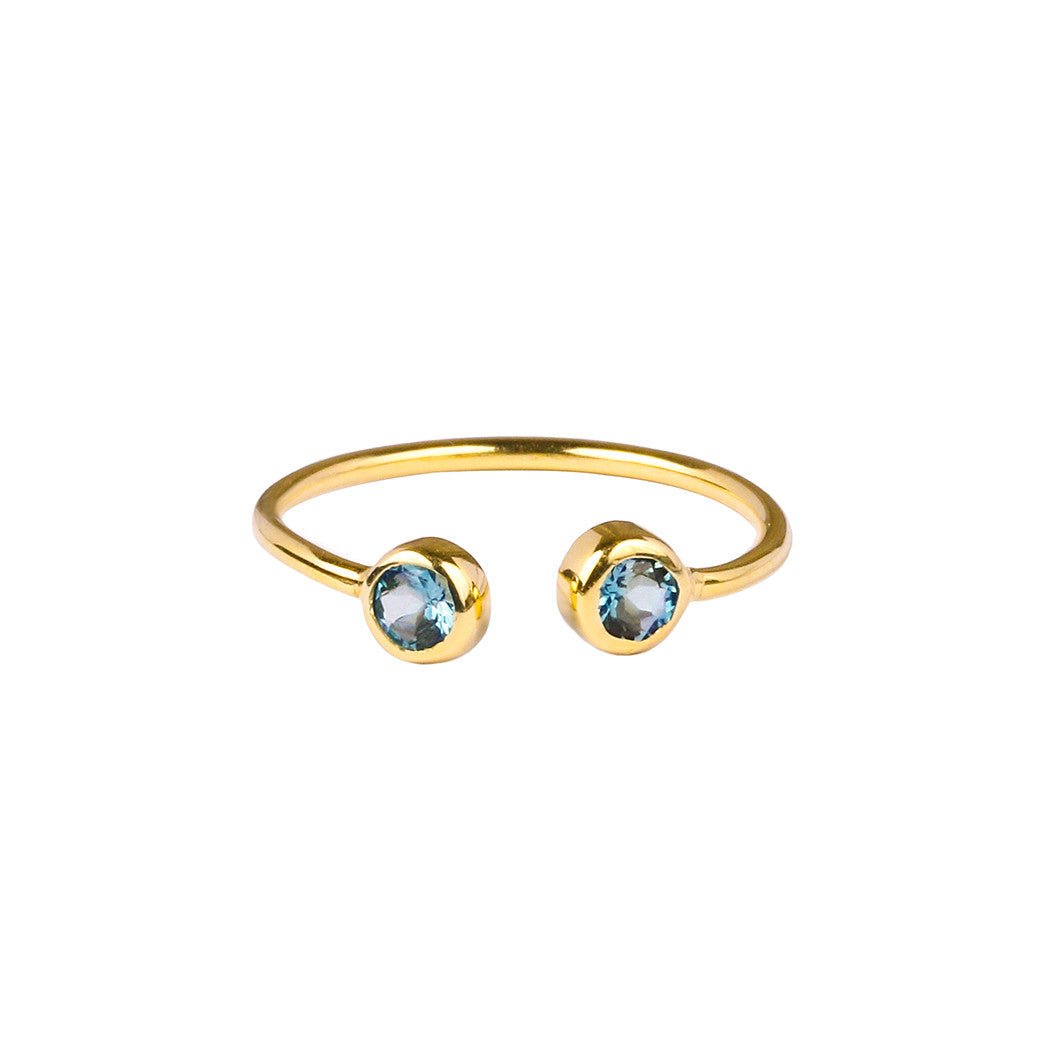 Dipta Tiny Double Bubble Ring Gold Vermeil - Blue Topaz