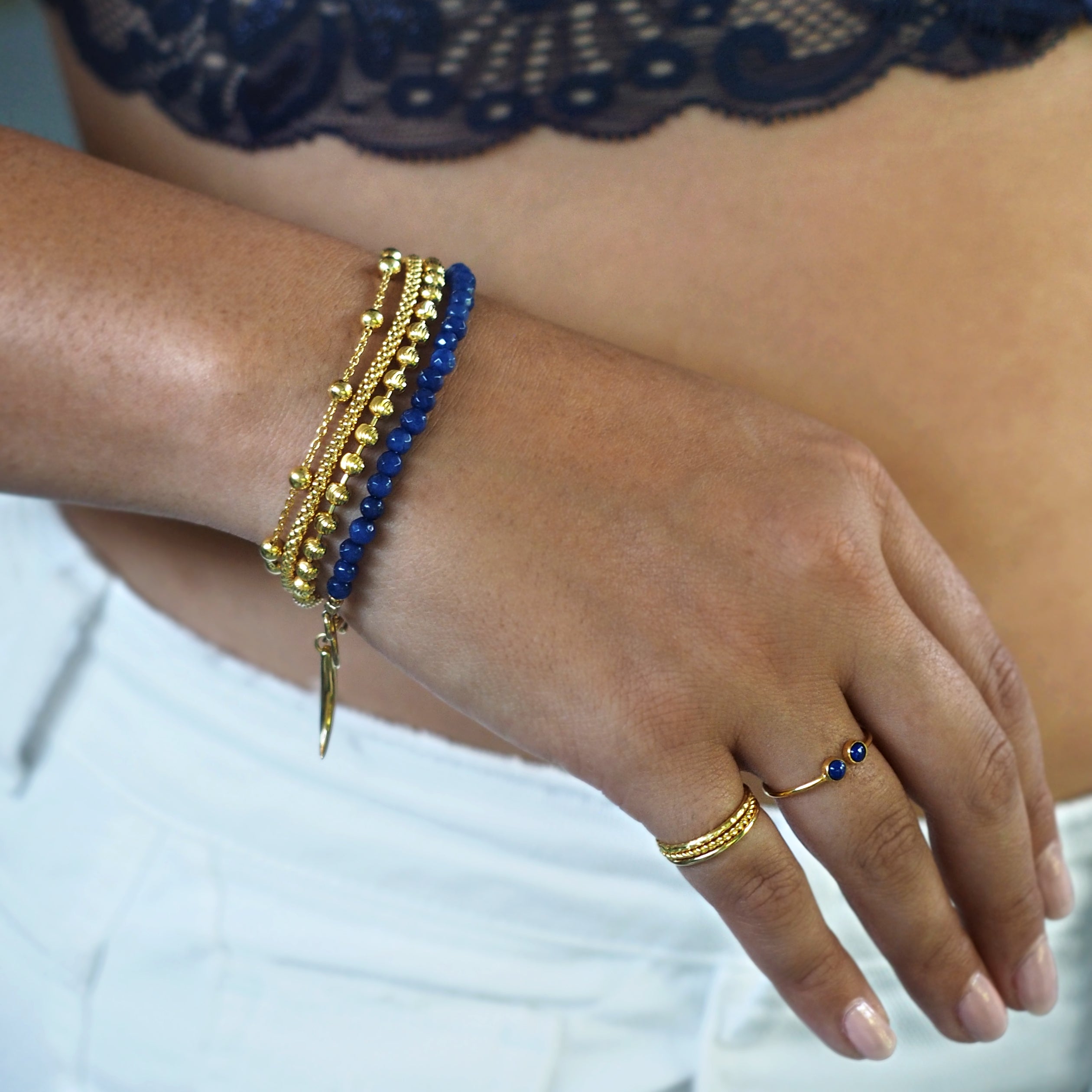Dipta Tiny Double Bubble Ring - Lapis Lazuli | BITS OF BALI JEWELRY