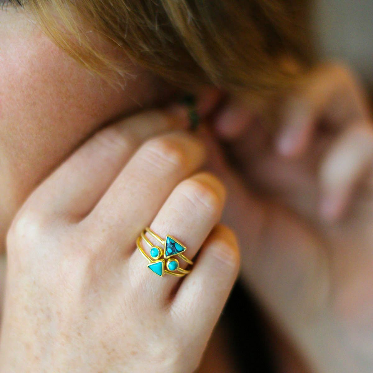 Dipta Tiny Double Bubble Ring - Turquoise | BITS OF BALI JEWELRY