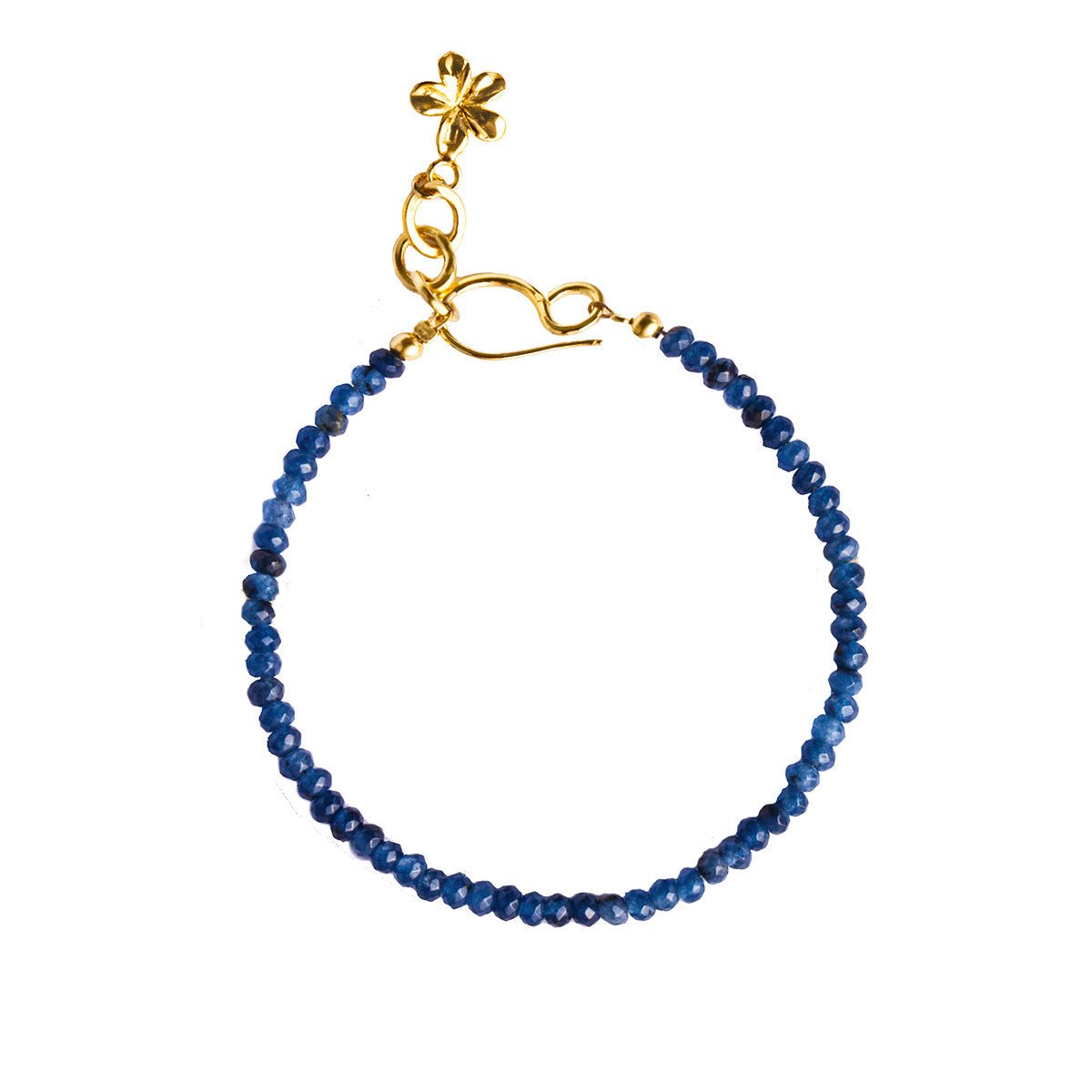Nirmala Bead Bracelet With Frangipani - Blue Sapphire | BITS OF BALI JEWELRY